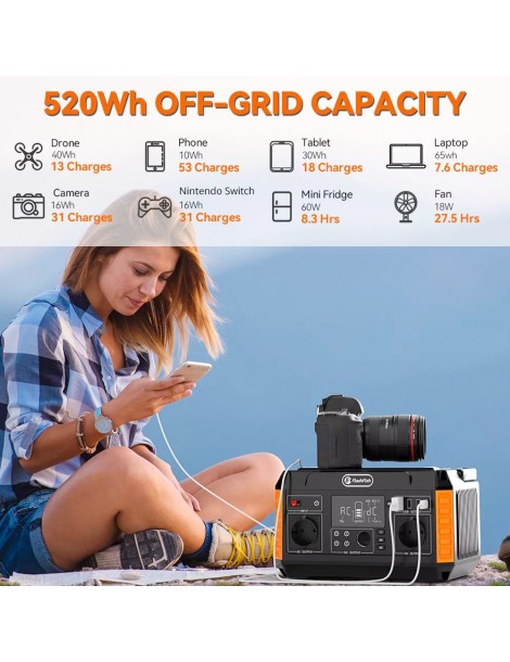 FlashFish P60 560W/520Wh Generatore solare portatile 220V Pure Sine Wave AC Outlets 11 uscite EU Affare Del Giorno