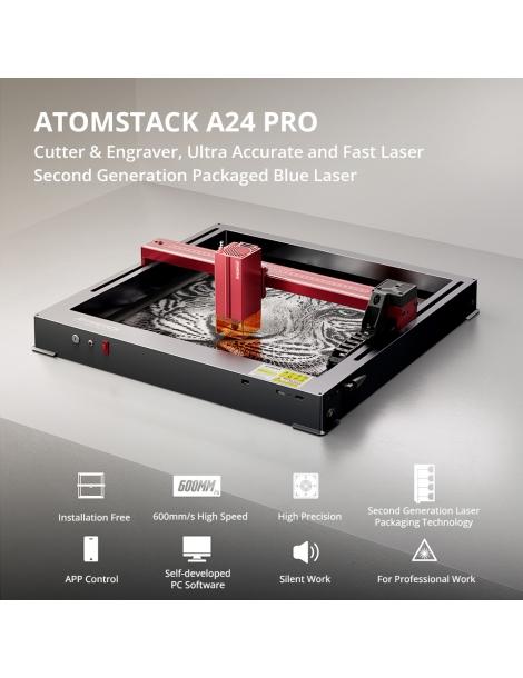 ATOMSTACK A24 PRO 24W Taglierina per incisione laser fuoco fisso precisione di incisione 0 02 mm Nuovo