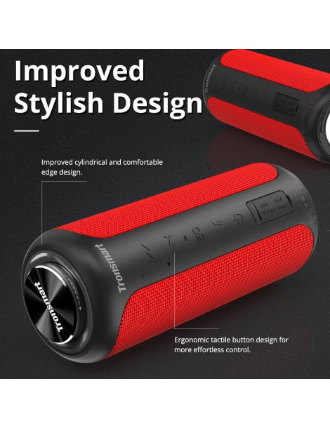 Tronsmart T6 Plus Edizione aggiornata Altoparlante portatile Bluetooth 5.0 con potenza fino a 40W Suono a 360° IPX6 NFC - Rosso Outlet