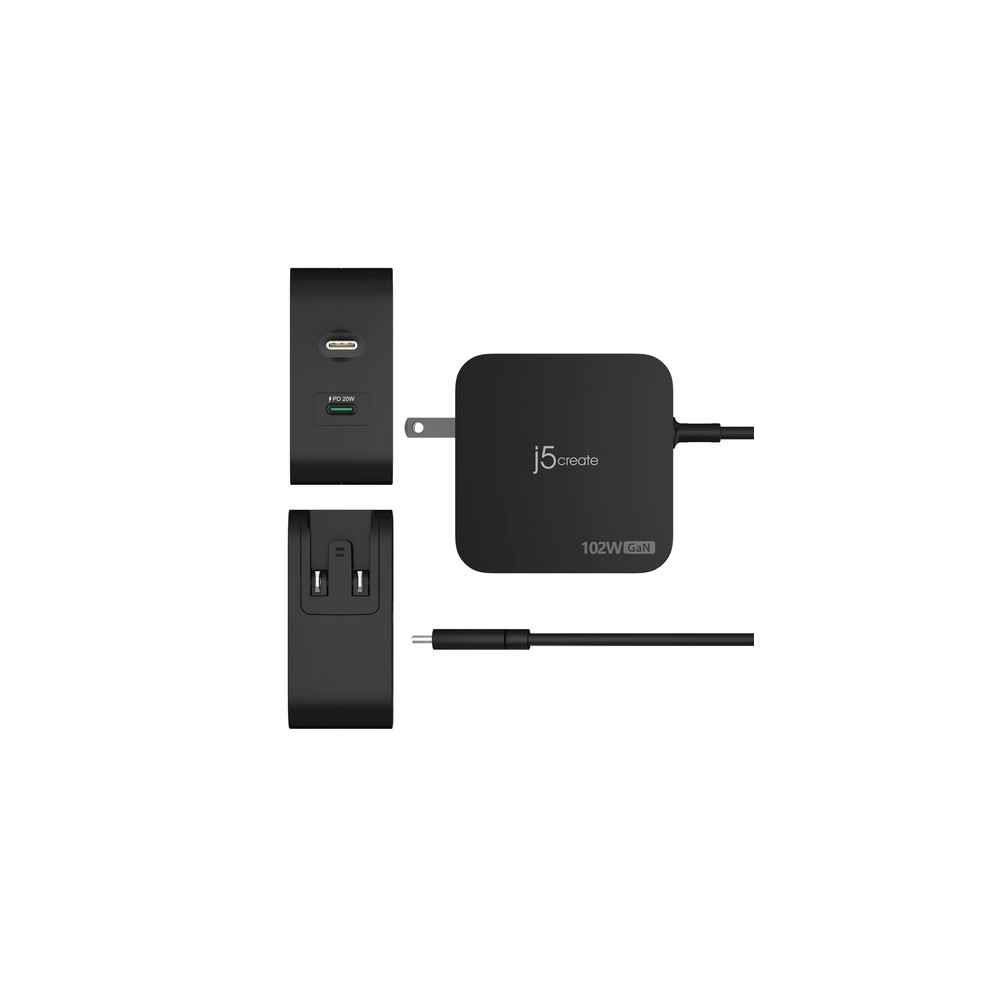 j5create 102W GaN PD USB-C 2-Port Charger with Changeable AC Plugs Acquista Ora
