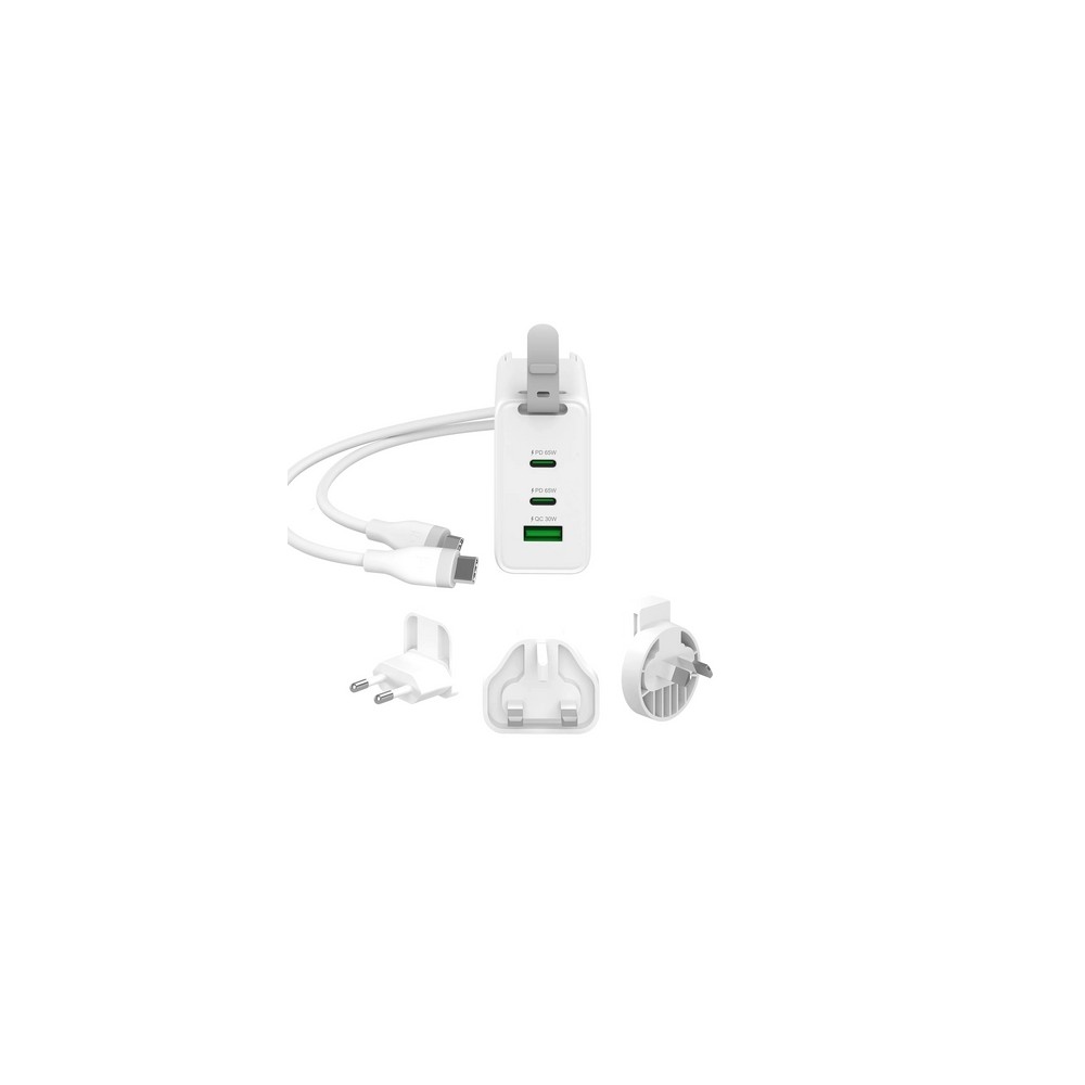 j5create 65W GaN USB-C 3-Port Traveler Charger with changeable AC plugs and USB-C cable Consegna Veloce