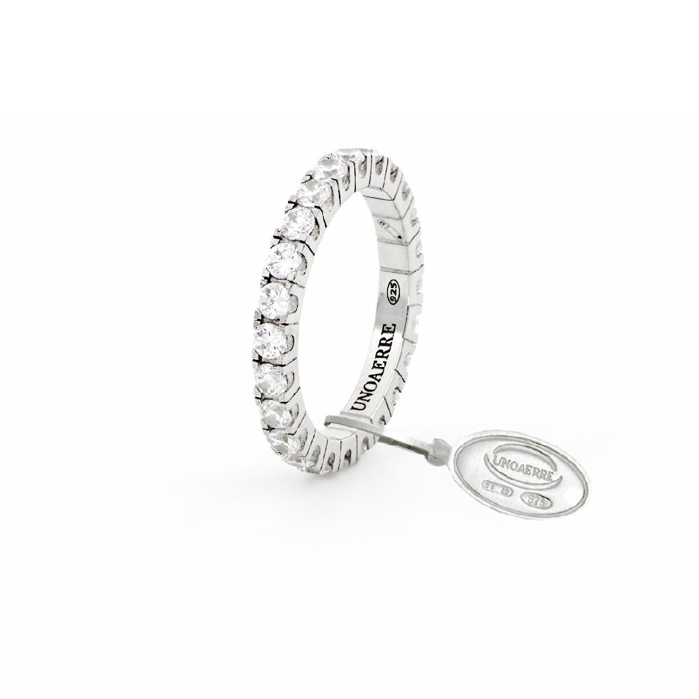 Unoaerre Anello veretta in argento e pietre zirconia cubica | UNOAERRE Gioielli Consegna Veloce
