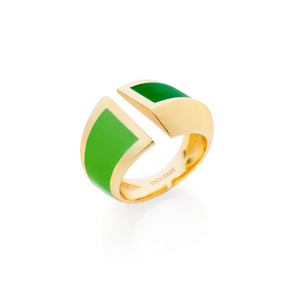 Unoaerre Anello a fascia smalto verde | UNOAERRE Gioielli 2025
