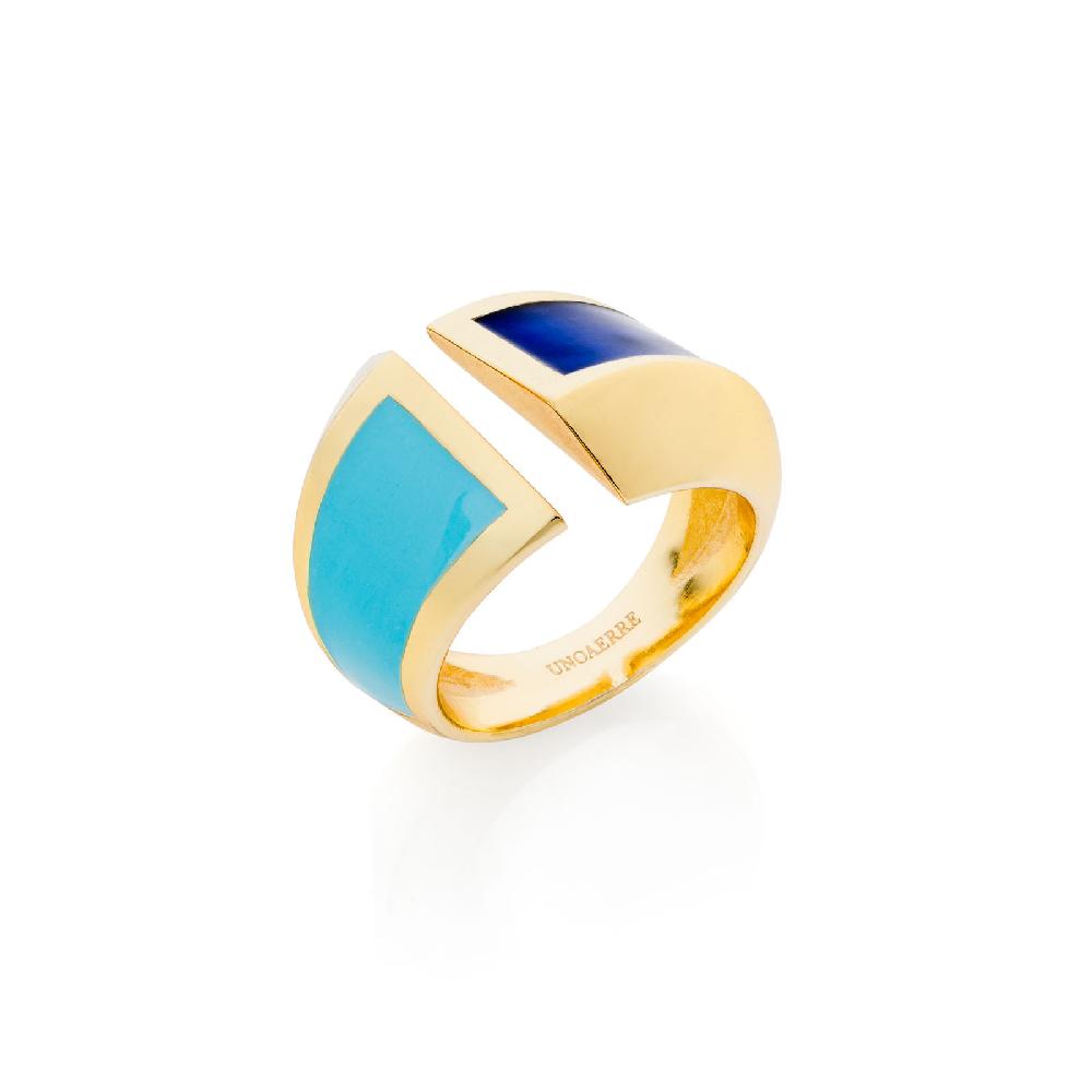 Unoaerre Anello a fascia smalto azzurro | UNOAERRE Gioielli Italy
