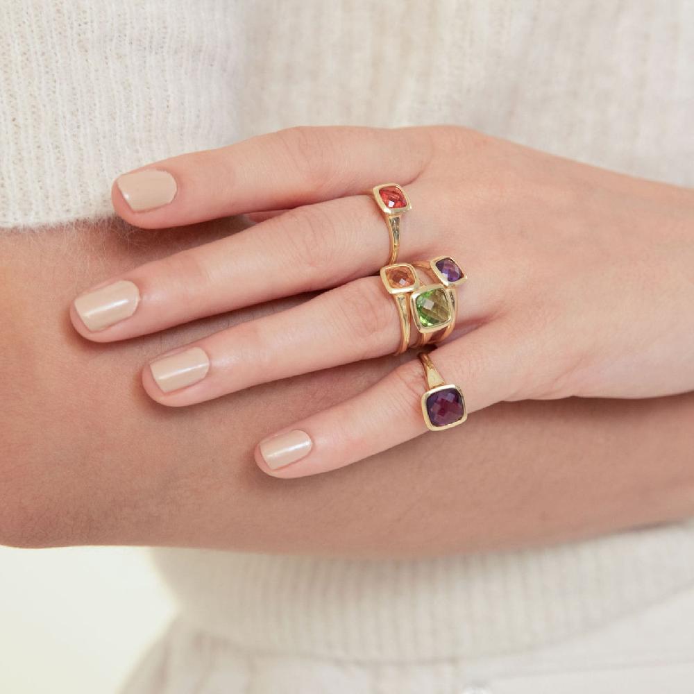 Unoaerre Anello donna argento e cristallo citrino | UNOAERRE Gioielli Spedizione Gratuita