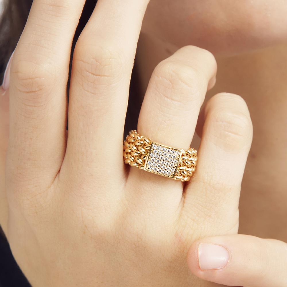 Unoaerre Anello in argento dorato e zirconi Chicco | UNOAERRE Gioielli Qualità Garantita
