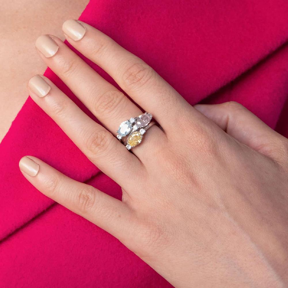 Unoaerre Anello solitario in argento con cubic zirconia azzurra | UNOAERRE Gioielli Offerta