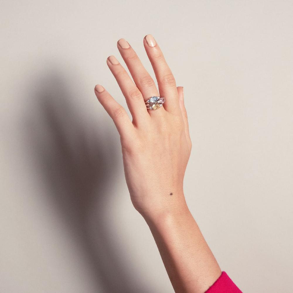 Unoaerre Anello solitario in argento con cubic zirconia azzurra | UNOAERRE Gioielli Offerta