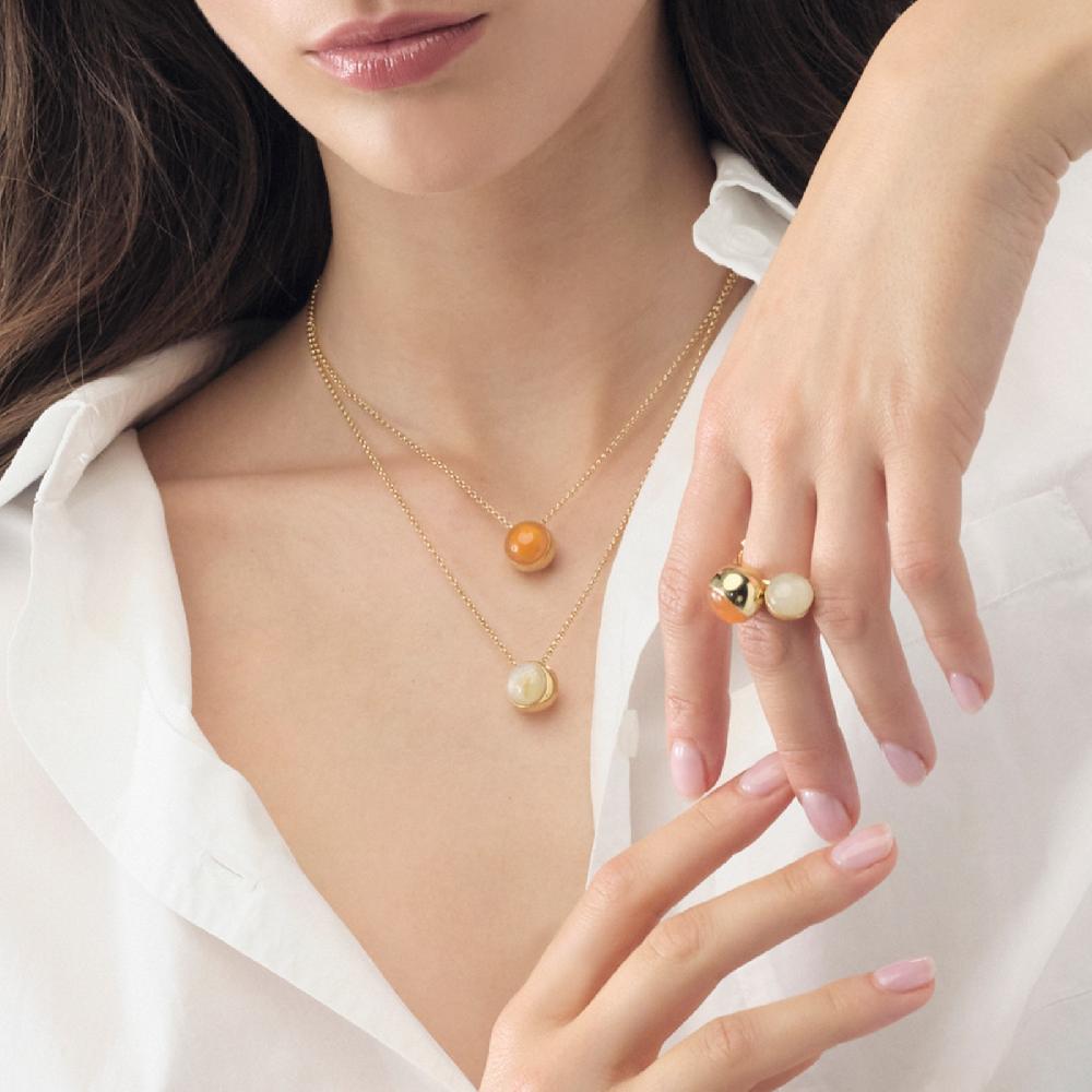 Unoaerre Collana in argento dorato e quarzo | UNOAERRE Gioielli Vendita