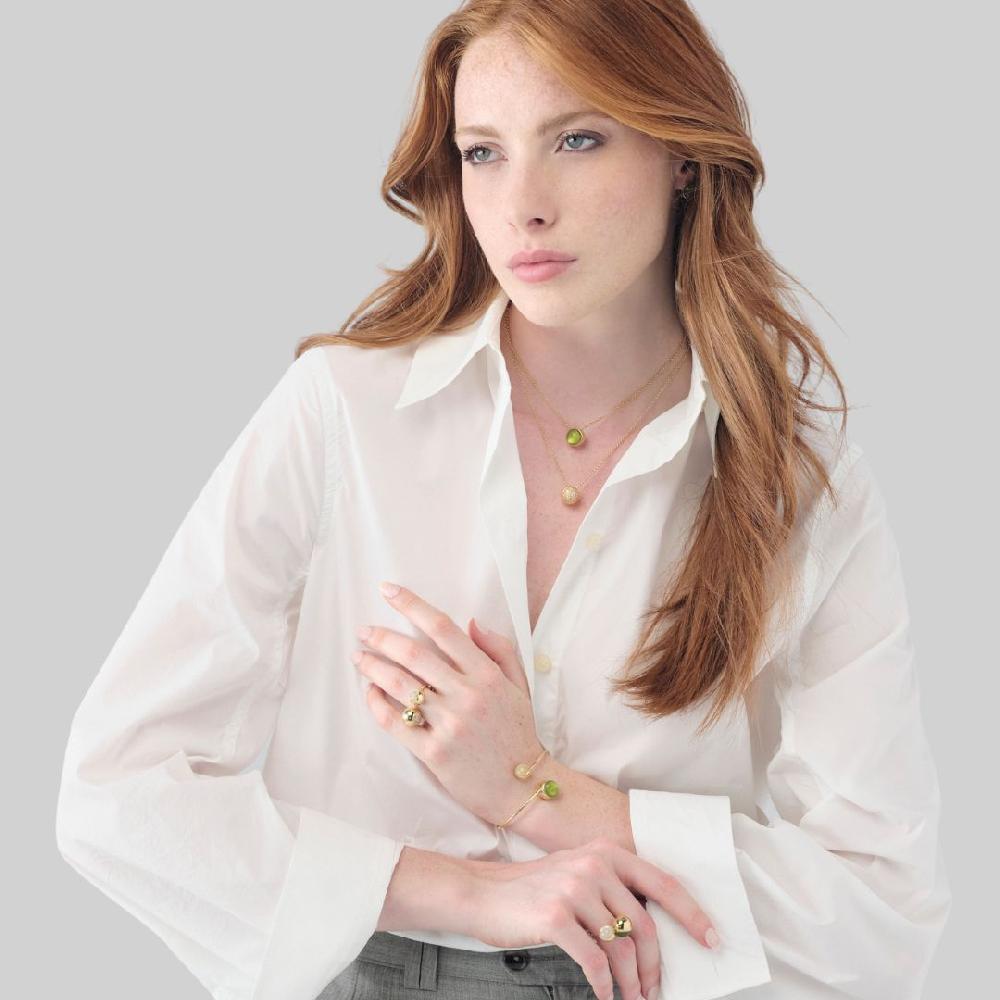 Unoaerre Collana in argento dorato e cristallo verde | UNOAERRE Gioielli Vendite Flash