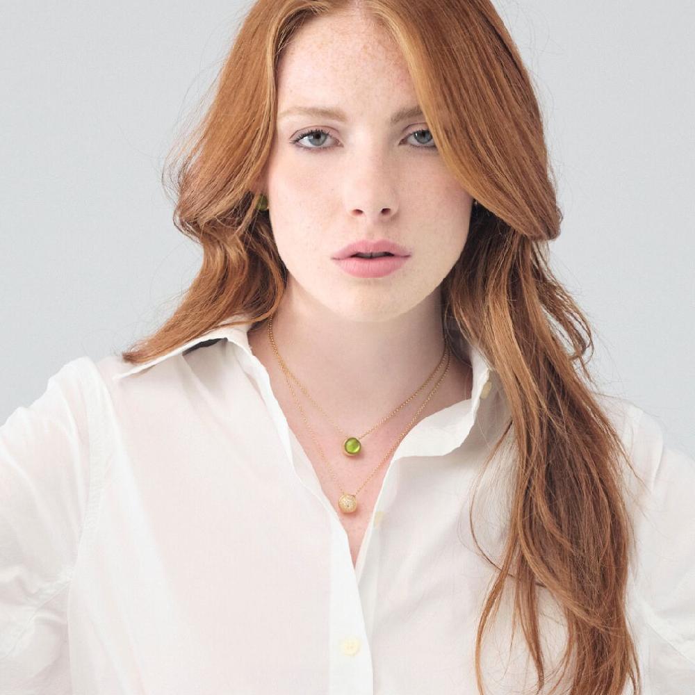 Unoaerre Collana in argento dorato e cristallo verde | UNOAERRE Gioielli Vendite Flash