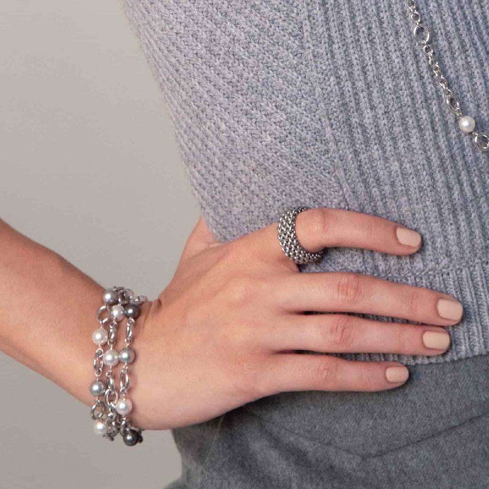 Unoaerre Unoaerre Bracciale in argento con perle bianche e nere | UNOAERRE Gioielli Qualità