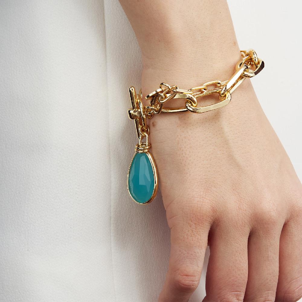 Unoaerre Bracciale in bronzo dorato cristallo turchese | UNOAERRE Gioielli Soddisfazione Garantita